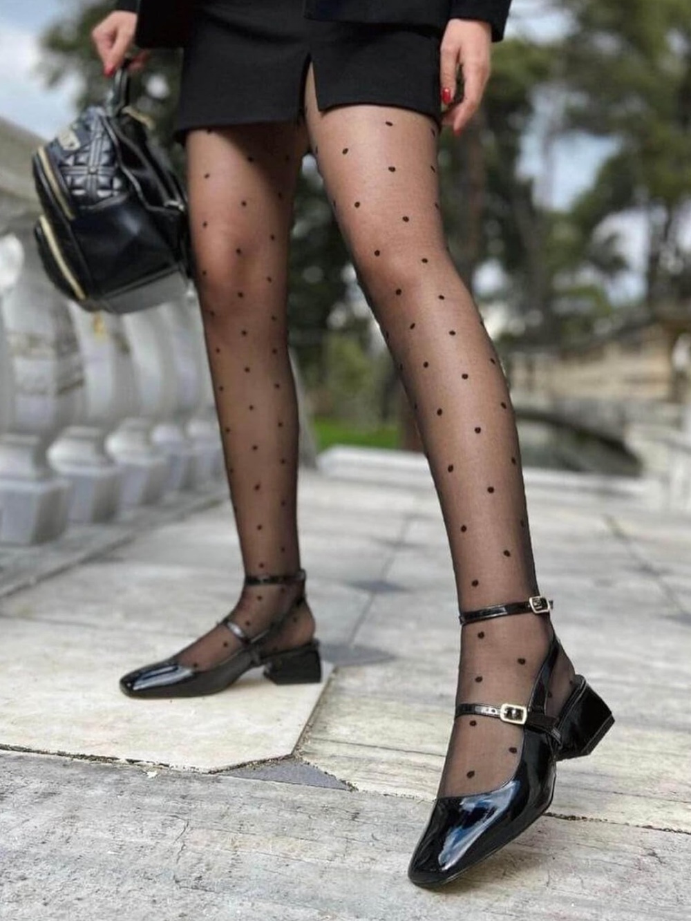 Black Patent Mary Jane Block Heel Shoes with Ankle Strap  Coutgo - Picture 9 of 9